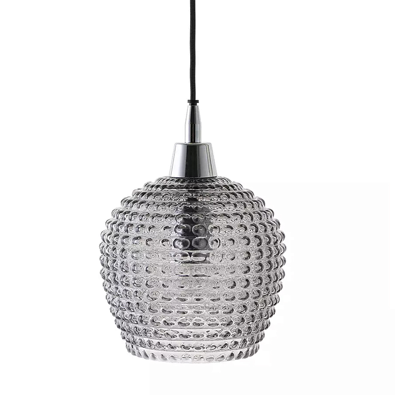 Подвесной светильник с рельефным стеклянным плафоном Embossed Glass Shade Прозрачный Серый Черный Подвесной светильник с рельефным стеклянным плафоном Embossed Glass Shade Прозрачный Серый Черный в Рязани | Loft Concept