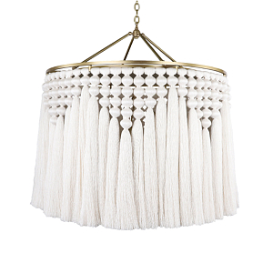 Люстра белая плетеная с кисточками Boho Tassel Chandelier