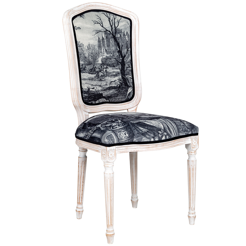 Стул Madrid Castle Stool Черно-белый Белый винтажная патина Стул Madrid Castle Stool Черно-белый Белый винтажная патина в Рязани | Loft Concept