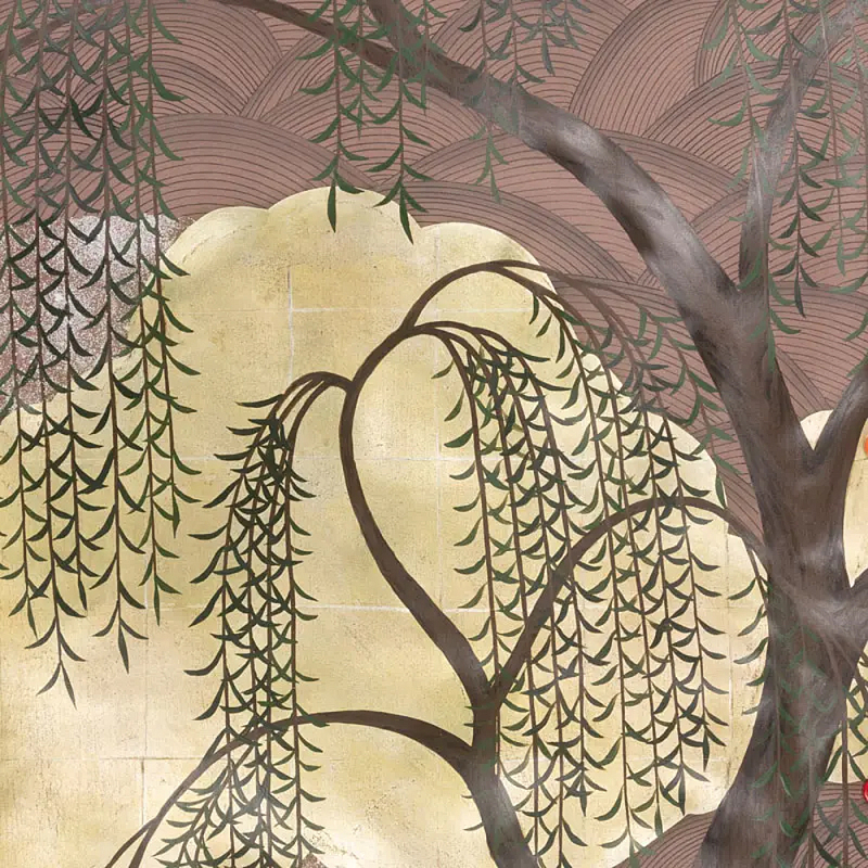 Обои ручная роспись Willow & Waves Original colourway on Edo painted Xuan paper with antiquing Обои ручная роспись Willow & Waves Original colourway on Edo painted Xuan paper with antiquing в Рязани | Loft Concept