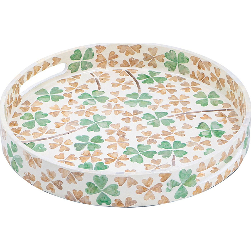 Поднос Clover leaves Бежевый Розовый Зеленый Поднос Clover leaves Бежевый Розовый Зеленый в Рязани | Loft Concept