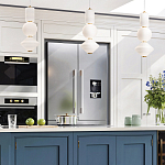 Подвесной светильник белого цвета с тремя геометрическими плафонами Alora Mood варинант исполнения - 12 | Loft Concept в Рязани