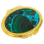 Зеркало карманное складное овальное из натурального камня Малахит с Хризоколлой Gold Stone Mirrors варинант исполнения - 1 | Loft Concept в Рязани