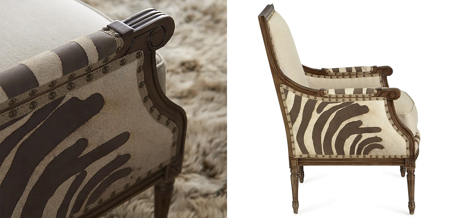 Кресло Massoud Annie Zebra Washed Leather Linen Chair Кресло Massoud Annie Zebra Washed Leather Linen Chair - Loft-Concept в Рязани