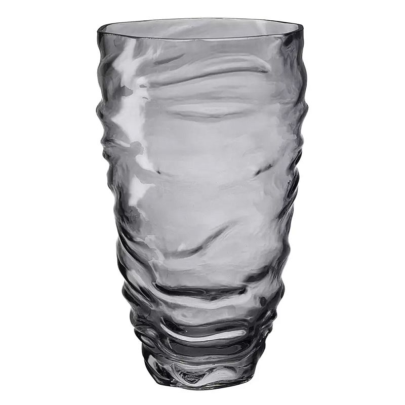 Ваза стеклянная фактурная Crumpled Vase 25,3 см Серый Ваза стеклянная фактурная Crumpled Vase 25,3 см Серый в Рязани | Loft Concept