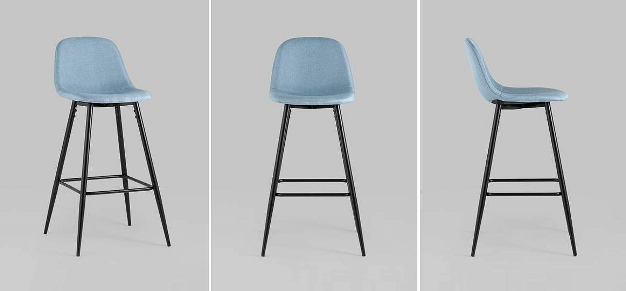 Барный Стул Archie Chair Голубая Рогожка Барный Стул Archie Chair Голубая Рогожка - Loft-Concept в Рязани