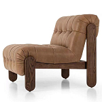 Кресло с деревянным каркасом и обивкой из кожи Medieval Furniture варинант исполнения - 1 | Loft Concept в Рязани