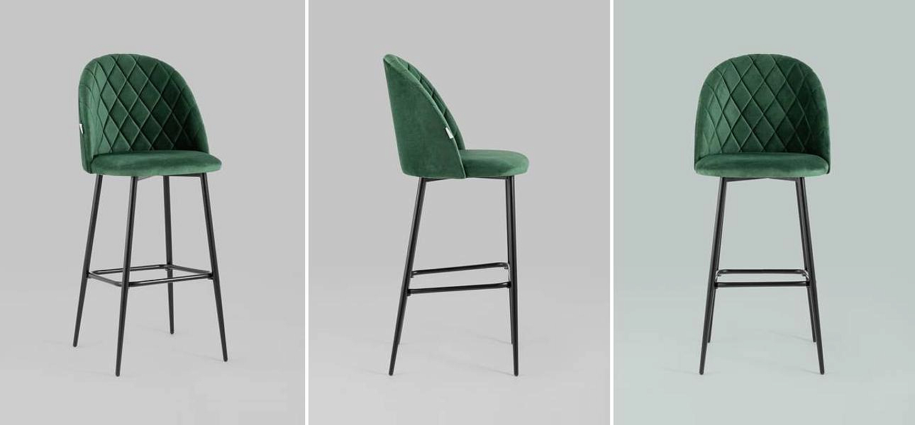 Барный Стул Miruna Rhombus Зеленый Велюр Барный Стул Miruna Rhombus Зеленый Велюр - Loft-Concept в Рязани