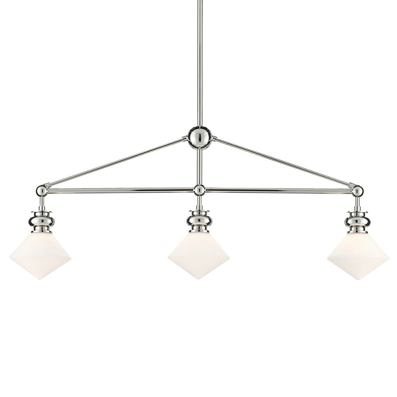Люстра линейная с ромбовидными плафонами Pointed Diamond Shade Никель Белый в Рязани | Loft Concept 