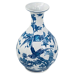 Ваза с мотивами цветущего сада с попугаями Blue Vase Inspired by Nature варинант исполнения - 1 | Loft Concept в Рязани