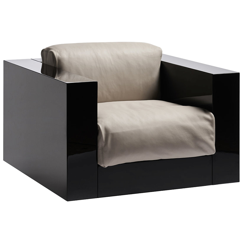 Дизайнерское кожаное кресло Poltronova Saratoga Armchair Белый Карамель Черный Дизайнерское кожаное кресло Poltronova Saratoga Armchair Белый Карамель Черный в Рязани | Loft Concept
