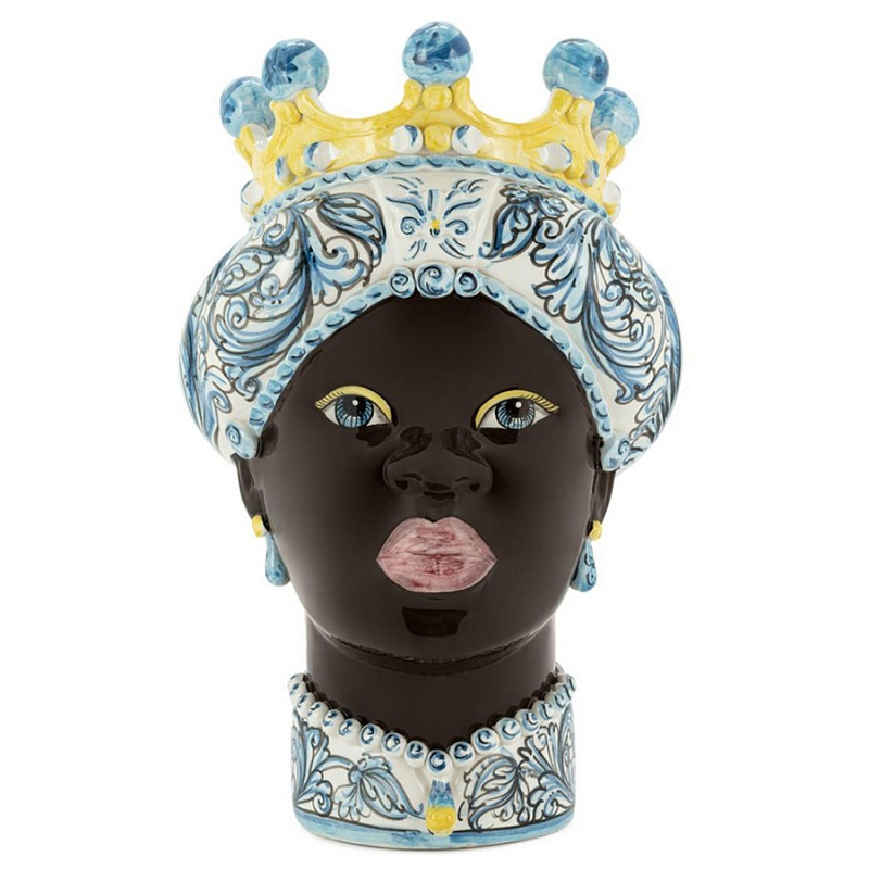 Ваза Vase Moro Lady Ornate Light Blue Черный Голубой Ваза Vase Moro Lady Ornate Light Blue Черный Голубой в Рязани | Loft Concept