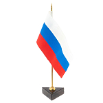 Флагшток настольный с флагом России из камня обсидиан Stone Flagpole варинант исполнения - 2 | Loft Concept в Рязани