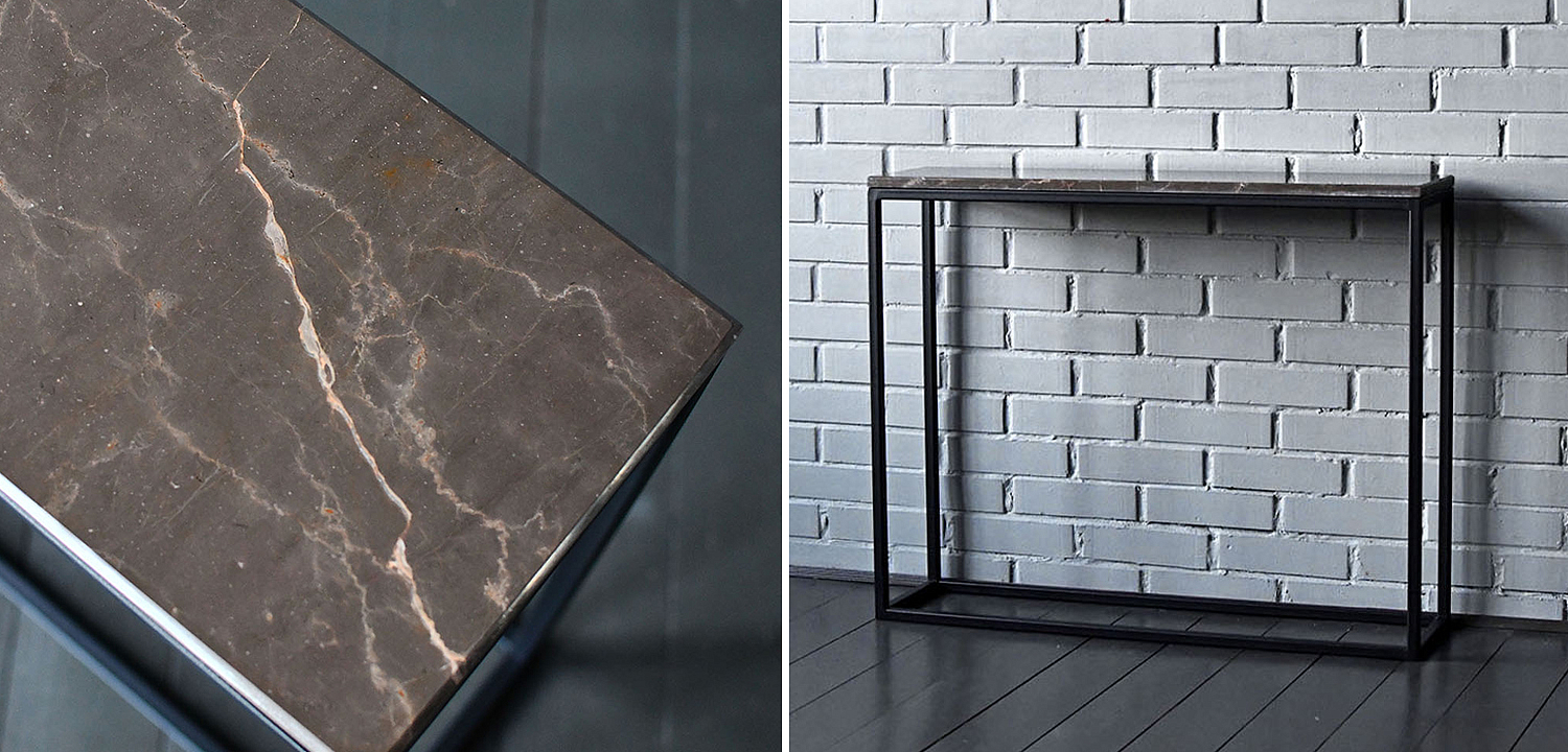 Консоль с коричневой мраморной столешницей Different Marble Brown Консоль с коричневой мраморной столешницей Different Marble Brown - Loft-Concept в Рязани
