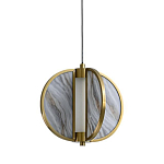 Подвесной светильник с круглым плафоном из искусственного алебастра в бронзовой оправе Marbella варинант исполнения - 1 | Loft Concept в Рязани