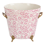 Кашпо из белого фарфора с розовым цветочным орнаментом Eden Garden варинант исполнения - 1 | Loft Concept в Рязани