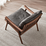 Кресло c каркасом из массива дерева и мягкой кожаной обивкой Walnut Armchair варинант исполнения - 3 | Loft Concept в Рязани