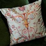 Декоративная подушка светло-зеленая с растительным орнаментом Raffael Floral Green Cushion варинант исполнения - 3 | Loft Concept в Рязани