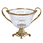 Чаша из прозрачного стекла с ручками и ободком из бронзы Eden Garden варинант исполнения - 1 | Loft Concept в Рязани