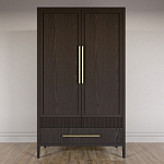 Шкаф платяной Primo с выдвижными ящиками шпон Темный орех варинант исполнения - 2 | Loft Concept в Рязани