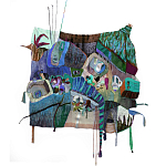 Панно гобелен яркие Пространство-Время TimeSpace Blue варинант исполнения - 2 | Loft Concept в Рязани