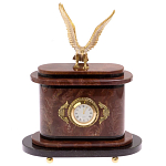 Часы настольные бронзовые из натурального камня Лемезит с декором в виде горного орла Eagle Stone Clock варинант исполнения - 1 | Loft Concept в Рязани