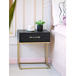 Приставной столик с резным узором на выдвижном ящике Black Table Carved Pattern варинант исполнения - 8 | Loft Concept в Рязани