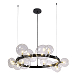 Люстра круглая подвесная с 15-ю прозрачными шарообразными плафонами из стекла Iona chandelier варинант исполнения - 7 | Loft Concept в Рязани