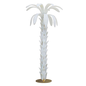 Дизайнерская Торшер Пальма из Белого Стекла Модерн ХХ века Murano Glass Palm-Shaped Floor Lamp