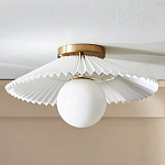 Потолочный светильник с белым плиссированным абажуром Headquarters варинант исполнения - 1 | Loft Concept в Рязани