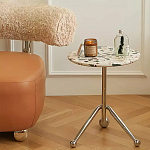 Дизайнерский журнальный стол с круглой столешницей на изогнутых стальных ножках Obafaby варинант исполнения - 1 | Loft Concept в Рязани