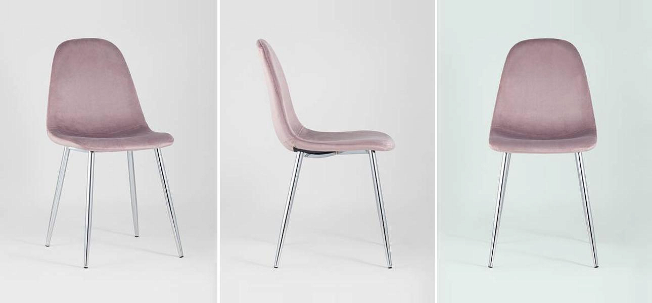Стул Archie Chair Пыльно-Розовый Велюр Хромированные ножки Стул Archie Chair Пыльно-Розовый Велюр Хромированные ножки - Loft-Concept в Рязани