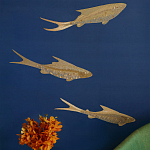 Обои с вышивкой ручной работы Deco Fish Aurum colourway on Caribbean Sea slub silk варинант исполнения - 1 | Loft Concept в Рязани