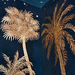 Обои с вышивкой ручной работы Deco Palms Original colourway on velvet варинант исполнения - 3 | Loft Concept в Рязани