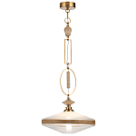 Подвесной светильник с плоским прозрачным плафоном и декоративной вставкой из текстурного камня Tectona  варинант исполнения - 3 | Loft Concept в Рязани