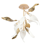 Люстра потолочная с белыми матовыми и золотыми глянцевыми листьями Wintery flovers варинант исполнения - 1 | Loft Concept в Рязани