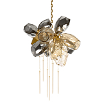 Люстра подвесная со стеклянными плафонами из дымчатого и золотистого с шестью вертикальными подвесками Gilded Mirage  варинант исполнения - 1 | Loft Concept в Рязани