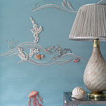 Обои с вышивкой ручной работы Amami Waves Moonbeam colourway on silk moire варинант исполнения - 4 | Loft Concept в Рязани