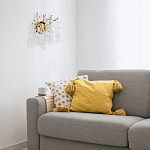 Бра золотого цвета с ветвями и белыми овальными стеклянными подвесками Droplet Chandelier варинант исполнения - 7 | Loft Concept в Рязани