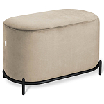 Банкетка овальная бежевый велюр на 4-х металлических ножках черного цвета SANJAY варинант исполнения - 1 | Loft Concept в Рязани