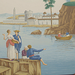 Обои ручная роспись Views of Italy Olive варинант исполнения - 1 | Loft Concept в Рязани