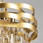 Люстра цвета матового золота с металлическими лентами и длинными прозрачными подвесками Gilded Waves варинант исполнения - 6 | Loft Concept в Рязани