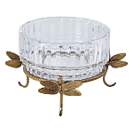 Чаша из прозрачного стекла на бронзовых ножках в виде стрекоз Eden Garden варинант исполнения - 1 | Loft Concept в Рязани