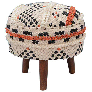 Пуф India Multicolor Ornament Wood Pouf II