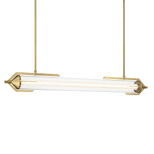Подвесной светильник линейный золотого цвета с длинной цилиндрической стеклянной трубкой Eurofase