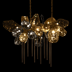 Люстра подвесная с 22-мя гранёными стеклянными плафонами с вертикальными подвесками Gilded Mirage  варинант исполнения - 8 | Loft Concept в Рязани