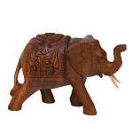 Статуэтка из дерева суар в виде слона в традиционном облачении Little Elephant варинант исполнения - 2 | Loft Concept в Рязани