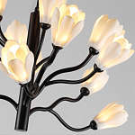 Люстра подвесная черного цвета с ветвями и белыми фарфоровыми цветами Floralis варинант исполнения - 6 | Loft Concept в Рязани