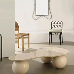 Дизайнерский журнальный стол с изогнутой столешницей на круглых ножках Rigilyr варинант исполнения - 2 | Loft Concept в Рязани