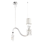 Подвесной светильник с белым текстильным абажуром и изогнутым хрустальным основанием с подвесками Lustre Reverie варинант исполнения - 2 | Loft Concept в Рязани
